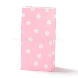 Rectangle Kraft Paper Bags, None Handles, Gift Bags, Polka Dot Pattern, Pink, 9.1x5.8x17.9cm(CARB-K002-03A-08)