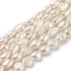 Natural Cultured Freshwater Pearl Beads Strands, Two Sides Polished, Bisque, 6~8x5.5~6.5mm, Hole: 0.6mm, about 42~45pcs/strand, 14.37 inch(36.5cm)(PEAR-L033-31D)