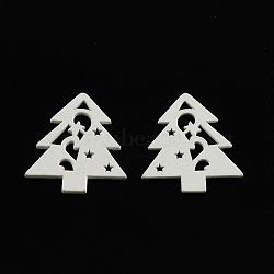 Dyed Christmas Tree Wood Cabochons, White, 34x29x2mm(WOOD-R240-21)