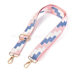 Polyester Bag Strap, with Zinc Alloy Clasps, Geometric Patterns, for Bag Replacement Accessories, Pink, 66~132x3.6cm(FIND-H214-A04)