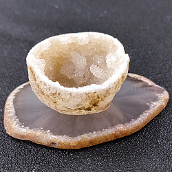 Natural Agate Cups & Cup Mats, Irregular Shape Slice Coaster & Geode Teacup Set, Cup Mat: 30~60mm, Cup: 25~45mm, 2pcs/set(PW23032837521)