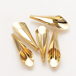 Brass Bead Cones, Nickel Free, Real 18K Gold Plated, 21.5x7x6mm, Hole: 1mm(KK-Q735-232G)