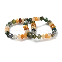 Natural Topaz Jade and Natural Moss Agate Beaded Stretch Bracelets for Women Men, Inner Diameter: 2-1/8 inch(5.4cm)(BJEW-C081-04)