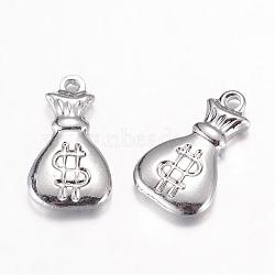 201 Stainless Steel Pendants, Money Bag, Stainless Steel Color, 17x10x3mm, Hole: 1mm(STAS-G071-19P)