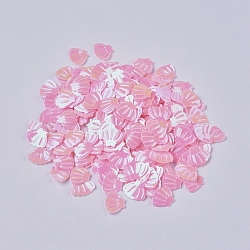 Ornament Accessories Plastic Paillette/Sequins Beads, No Hole/Undrilled Beads, Shell Shapes, Pink, 6x8x0.6mm, about 45359pcs/pound(PVC-F002-C02)