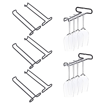 6Pcs Iron Upside Down Wall Mounted Wine Rack, Black, 265x112x31~32mm