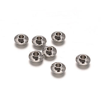 Flat Round 304 Stainless Steel Spacer Beads, Stainless Steel Color, 6x3mm, Hole: 1.8mm