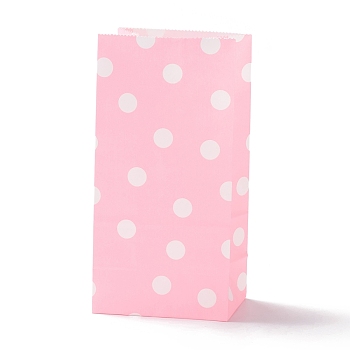Rectangle Kraft Paper Bags, None Handles, Gift Bags, Polka Dot Pattern, Pink, 9.1x5.8x17.9cm