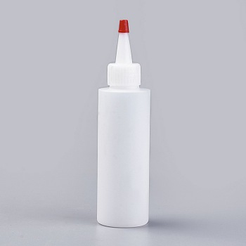 Plastic Glue Bottles, Bottle Caps Through-hole, White, 4.1x16.3cm, capacity: 120ml