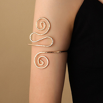 Alloy Arm Cuff Bangles, Golden, Vortex, 3-7/8 inch(9.8cm)