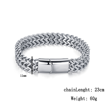 Non-Tarnish Stainless Steel Men's W Chain Bracelets for Daily Wear and Special Occasions, Stainless Steel Color, 9-1/8 inch(23cm)