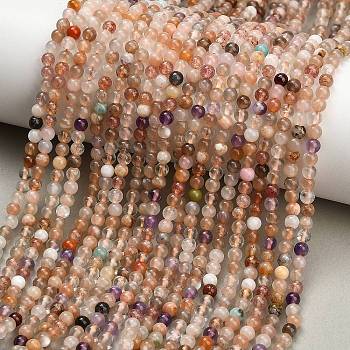 Natural Moonstone & Amazonite & Amethyst & Strawberry Quartz Beads Strands, Smooth Round, Mixed Color, 4mm, Hole: 0.8mm, about 102pcs/strand, 14.96''(38cm)