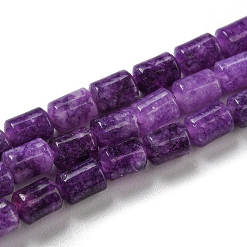 Natural White Jade Beads Strands, Column, Dyed & Heated, Purple, 5.6~6.3x4.2~4.6mm, Hole: 0.9mm, about 65pcs/strand, 14.96~15.12(38~38.4cm)