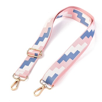 Polyester Bag Strap, with Zinc Alloy Clasps, Geometric Patterns, for Bag Replacement Accessories, Pink, 66~132x3.6cm