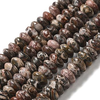 Natural Leopard Skin Jasper Beads Strands, Saucer Beads, Rondelle, 6.5x3mm, Hole: 1mm, about 118~119pcs/strand, 15.35''(39cm)