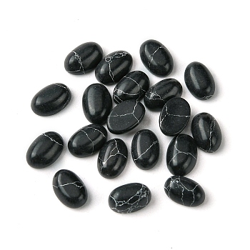 Synthetic Turquoise Cabochons, Dyed, Oval, Black, 6x4x2~2.5mm