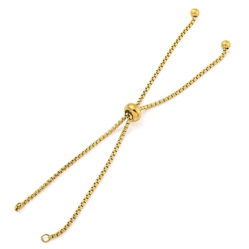 Ion Plating(IP) 304 Stainless Steel Box Chain Slider Bracelet Makings, Real 18K Gold Plated, 8-3/4 inch(22.2cm), 18mm, Hole: 2mm