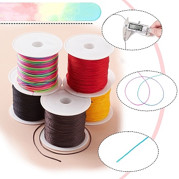 5 Rolls 5 Colors Round Nylon Thread, with Spool, Mixed Color, 0.8mm, about 27.34 Yards(25m)/roll, 1 roll/color