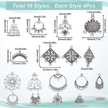 サニークルー 64 個 16 スタイル チベット スタイル 合金 シャンデリア コンポーネント リンク(TIBE-SC0001-75)-2