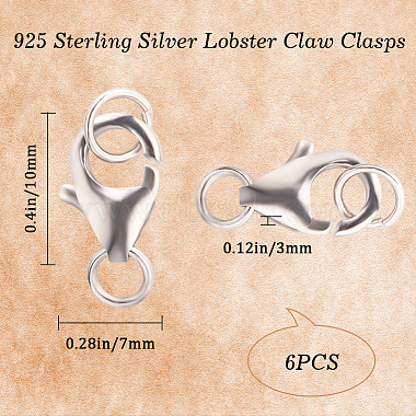 6PCS 925 Sterling Silver Lobster Claw Clasps(STER-CN0001-23)-2