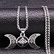 Triple Moon Goddess 304 Stainless Steel Pendant Necklaces(NJEW-K253-27P)-1