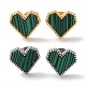 6 Pair 2 Color Synthetic Malachite Heart Stud Earrings(EJEW-A024-11)-2