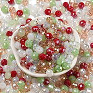 Glass Beads, Faceted, Rondelle, Dark Orange, 8x6mm, Hole: 1mm, about 145pcs/60g(EGLA-A034-SM8mm-10)