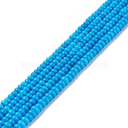 Natural Magnesite Beads Strands, Dyed, Flat Round, Dodger Blue, 4.5x2.5mm, Hole: 0.7mm, 15.55~15.75 inch(39.5~40cm)(TURQ-Z002-02A)