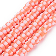 Handmade Polymer Clay Beads Strands, for DIY Jewelry Crafts Supplies, Flat Round, Light Salmon, 6.8~8x3mm, Hole: 1.4mm, about 110~116pcs/strand, 15.75 inch(40cm)(X-CLAY-N008-042F)