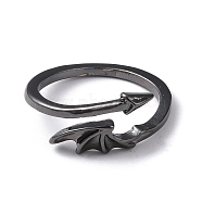 Alloy Wing Open Cuff Ring for Women, Gunmetal, Wide: 1.5~9.5mm, US Size 8 1/2(18.5mm)(RJEW-K239-17D-B)