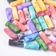 Acrylic Grooved Beads, Imitation Gemstone, Column, Mixed Color, 27.5x11mm, Hole: 2mm, about 195pcs/500g(OACR-T009-01)