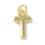 Rack Plating Brass Pendants, Cadmium Free & Lead Free, Long-Lasting Plated, Real 18K Gold Plated, Letter T, 12x7x1.5mm, Hole: 3.2mm(KK-P245-06G-T)