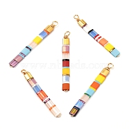 Glass Japanese Seed Beads Pendant, with Eco-Friendly Copper Finding, Mixed Color, 50x5x4mm, Hole: 2.8mm(PALLOY-JF00986)
