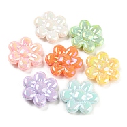 Opaque Acrylic Beads, AB Color Plated, Flower, Mixed Color, 31x34x10mm, Hole: 2mm, about 100pcs/500g(MACR-M035-01)