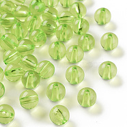 Transparent Acrylic Beads, Round, Yellow Green, 10x9mm, Hole: 2mm, about 940pcs/500g(MACR-S370-A10mm-729)