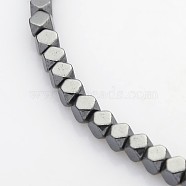 Electroplate Non-magnetic Synthetic Hematite Beads Strands, Faceted Cube, Black Plated, 3x3x3mm, Hole: 1mm, about 130pcs/strand, 15.7 inch(G-J212B-01)