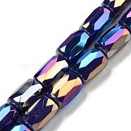 Glass Beads Strands, AB Color Plated, Faceted Column, Midnight Blue, 6x4mm, Hole: 0.8mm, about 80pcs/strand, 20.08''~20.47''(51~52cm)(EGLA-P052-03C-06)