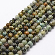 Natural African Turquoise(Jasper) Beads Strands, Round, 6mm, Hole: 1mm, about 61pcs/strand, 15 inch(X-G-D840-90-6mm)