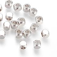 Brass Spacer Beads, Nickel Free, Real Platinum Plated, Cube, 5x5mm, Hole: 3mm(KK-T014-37P)