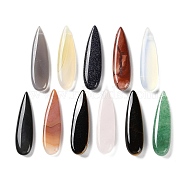 Natural & Synthetic Mixed Gemstone Beads, Teardrop, Top Drilled, 36~36.5x10~10.5x5~6mm, Hole: 0.8~0.9mm(G-K357-04)