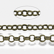 Iron Rolo Chains, Double Link Chains, Unwelded, with Spool, Antique Bronze, Link: 3.6x0.5mm, about 164.04 Feet(50m)/roll(CH-S125-011D-AB)