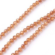 Natural Garnet Beads Strands, Faceted, Round, Orange, 3~3.5mm, Hole: 0.5mm, about 115~130pcs/strand, 14.5~16.1 inch(37~41cm)(G-F619-17B-3mm)
