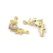 Golden Alloy Connector Charms, with Acrylic Rhinestone, Wing, Lt.Col.Topaz, 20x31.5~32x6mm, Hole: 1.4mm(FIND-CJC0006-45H)