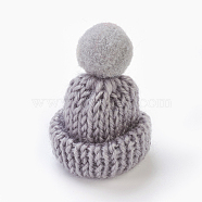 Handmade Wool Woven Hat Decoration, DIY Craft Decoration, with Pom Pom Ball, Light Grey, 33~38x45~50mm.(AJEW-L066-B04)