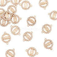 50Pcs Virgin Mary Alloy Crystal Rhinestone Connector Charms, Religion, Flower Links, Light Gold, 22x16x2mm, Hole: 1.6mm(FIND-HY0001-88)