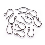 304 Stainless Steel Earring Hooks, with Horizontal Loop, Electrophoresis Black, 22x11.5x1mm, Hole: 3x2mm, 18 Gauge, Pin: 1mm(STAS-O119-01B)