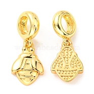 Brass European Dangle Charms, Large Hole Pendants, Lead Free & Cadmium Free, Insect Charm, Real 18K Gold Plated, 20.5mm, Hole: 4mm(KK-M247-01G)