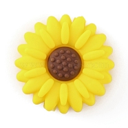 Silicone Beads, DIY Nursing Necklaces and Bracelets Making, Chewing Pendants For Teethers, Daisy, Yellow, 19.5x8mm, Hole: 2mm(SIL-WH0001-19B)