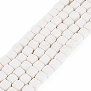 Handmade Polymer Clay Beads Strands, Cube, White, 6x6x6mm, Hole: 1.2mm, about 62pcs/strand, 14.84 inch~15.75 inch(37.7cm~40cm)(X-CLAY-T020-09I)