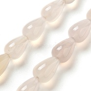 Natural White Agate Beads Strands, Teardrop, 12x8mm, Hole: 1.2mm, about 33~34pcs/strand, 15.16~16.54''(38.5~42cm)(G-B106-A20-02)